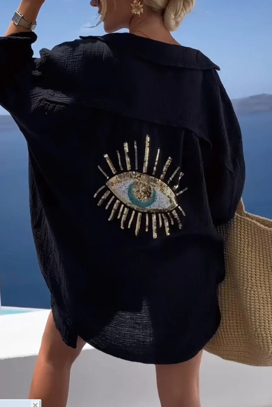 Ayline | Blå Øje Skjorte i Bomuldsgaze