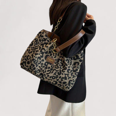 EDITH | SHOPPINGTASKE I CANVAS MED LEOPARDMØNSTER