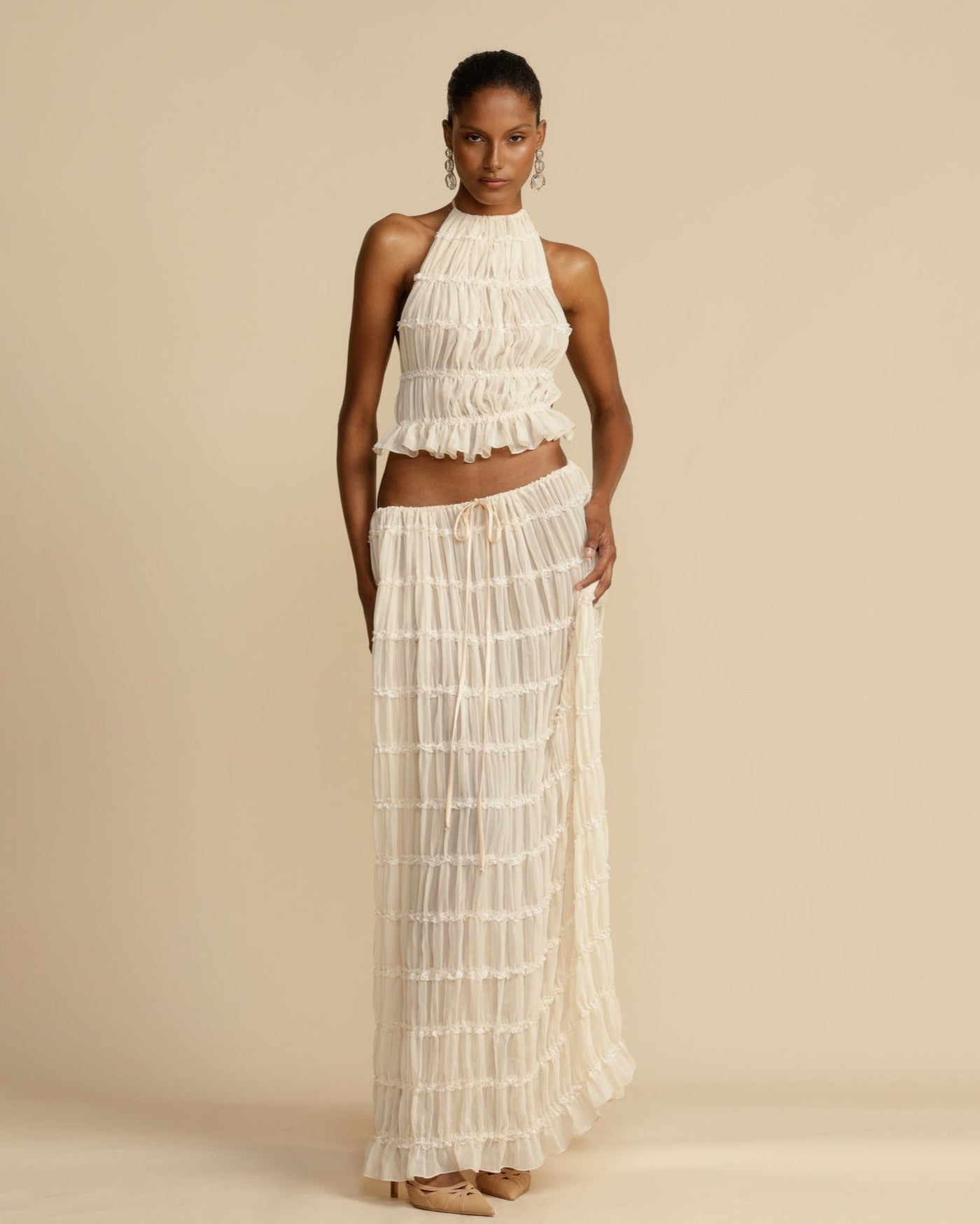 Sæt Jeanette | Haltertop + Nederdel – Let & Åndbar