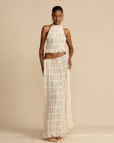 Sæt Jeanette | Haltertop + Nederdel – Let & Åndbar