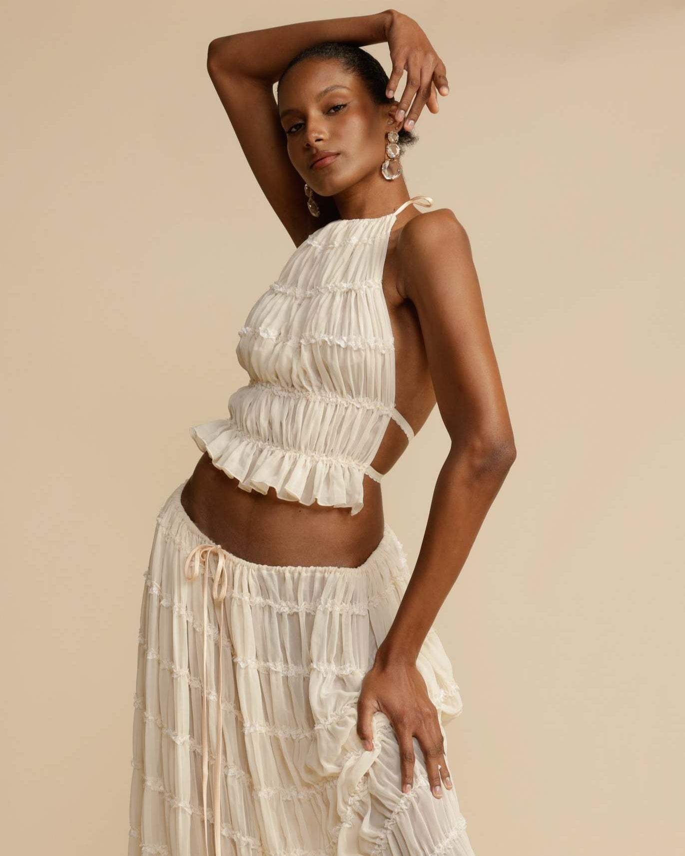 Sæt Jeanette | Haltertop + Nederdel – Let & Åndbar