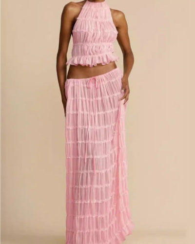 Sæt Jeanette | Haltertop + Nederdel – Let & Åndbar