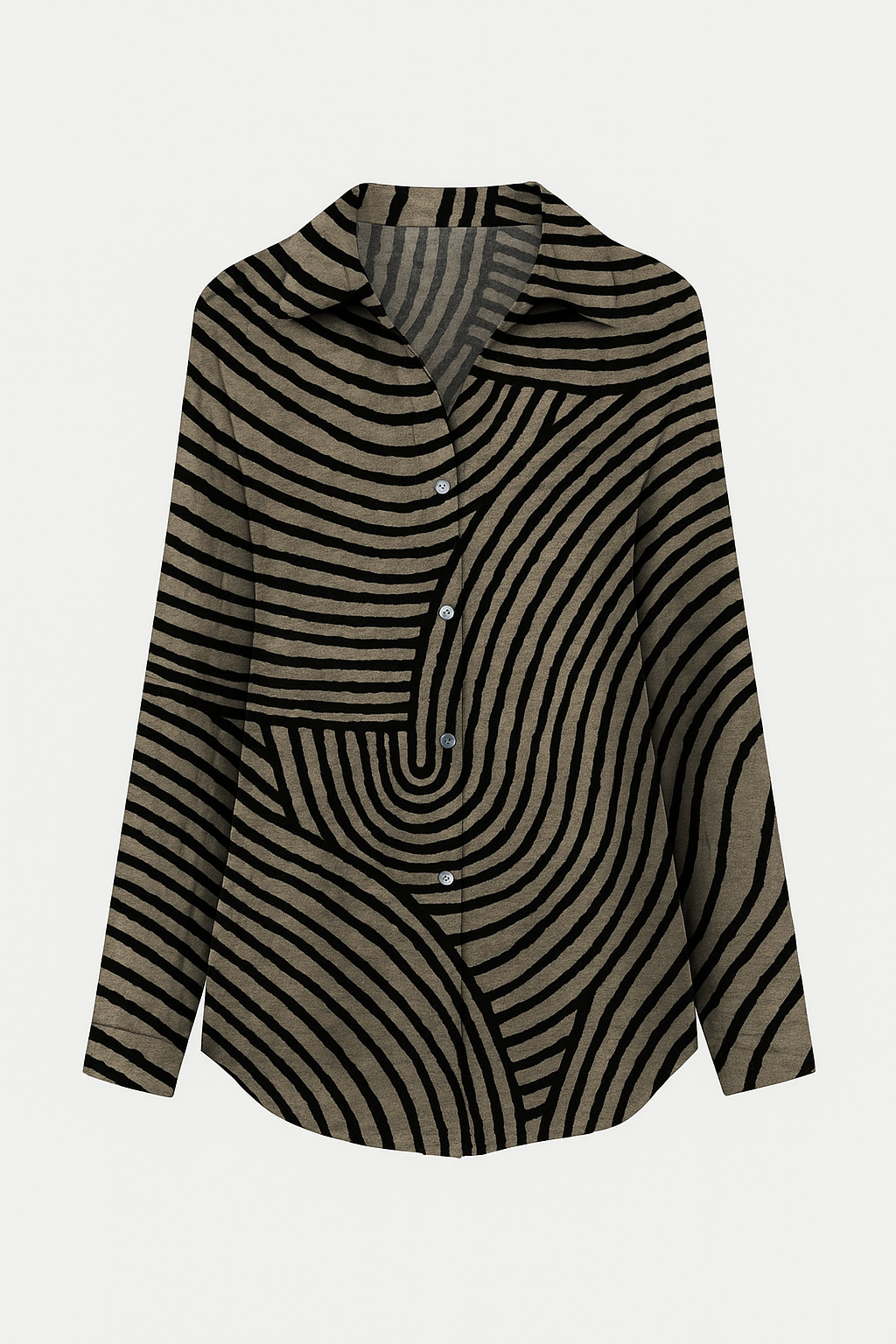 Maja blusen | Langærmet skjorte med grafisk mønster og moderne snit