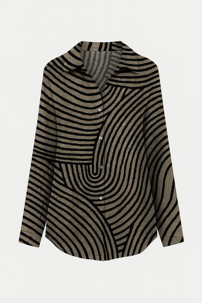 Maja blusen | Langærmet skjorte med grafisk mønster og moderne snit