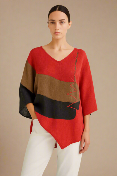 Helene | Stilfuld V-hals Color Block Top
