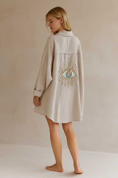 Ayline | Blå Øje Skjorte i Bomuldsgaze