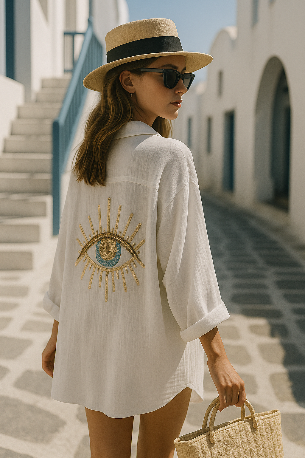 Ayline | Blå Øje Skjorte i Bomuldsgaze