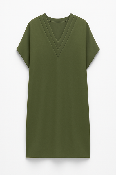 Ida KJOLE | Kort kjole med struktureret V-udskæring