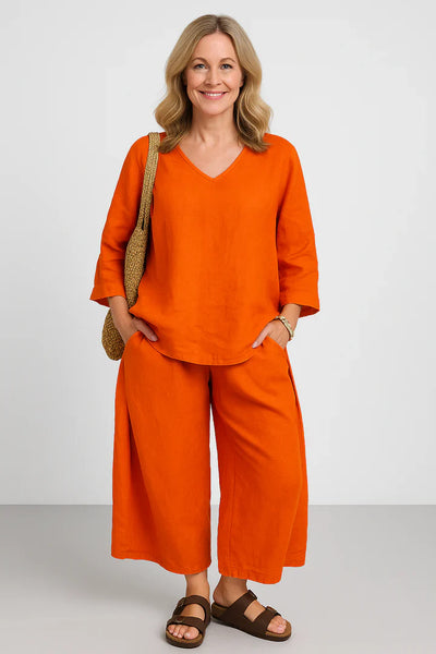 Sæt Norena | Ensfarvede & Komfortable Bukser + Matchende Top