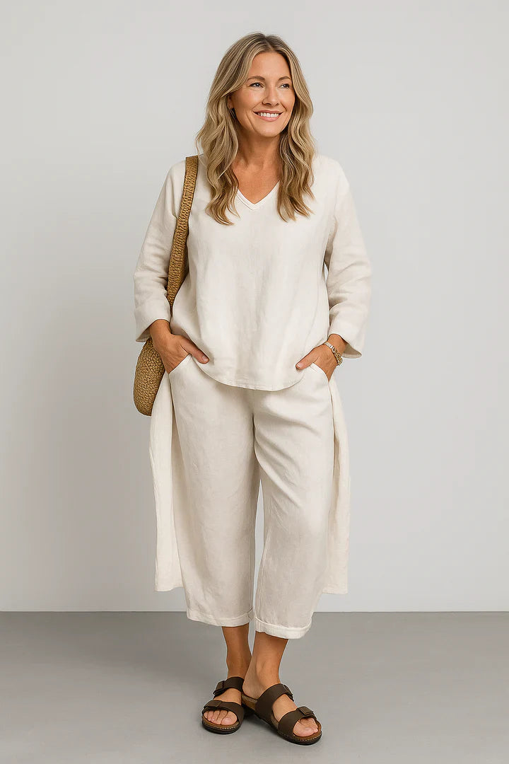 Sæt Norena | Ensfarvede & Komfortable Bukser + Matchende Top