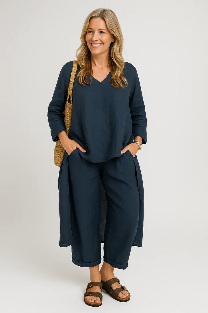 Sæt Norena | Ensfarvede & Komfortable Bukser + Matchende Top