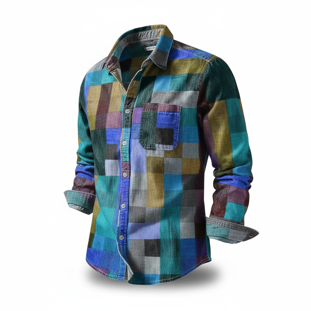 Sønder | Vintage Skjorte med Regnbuemønste