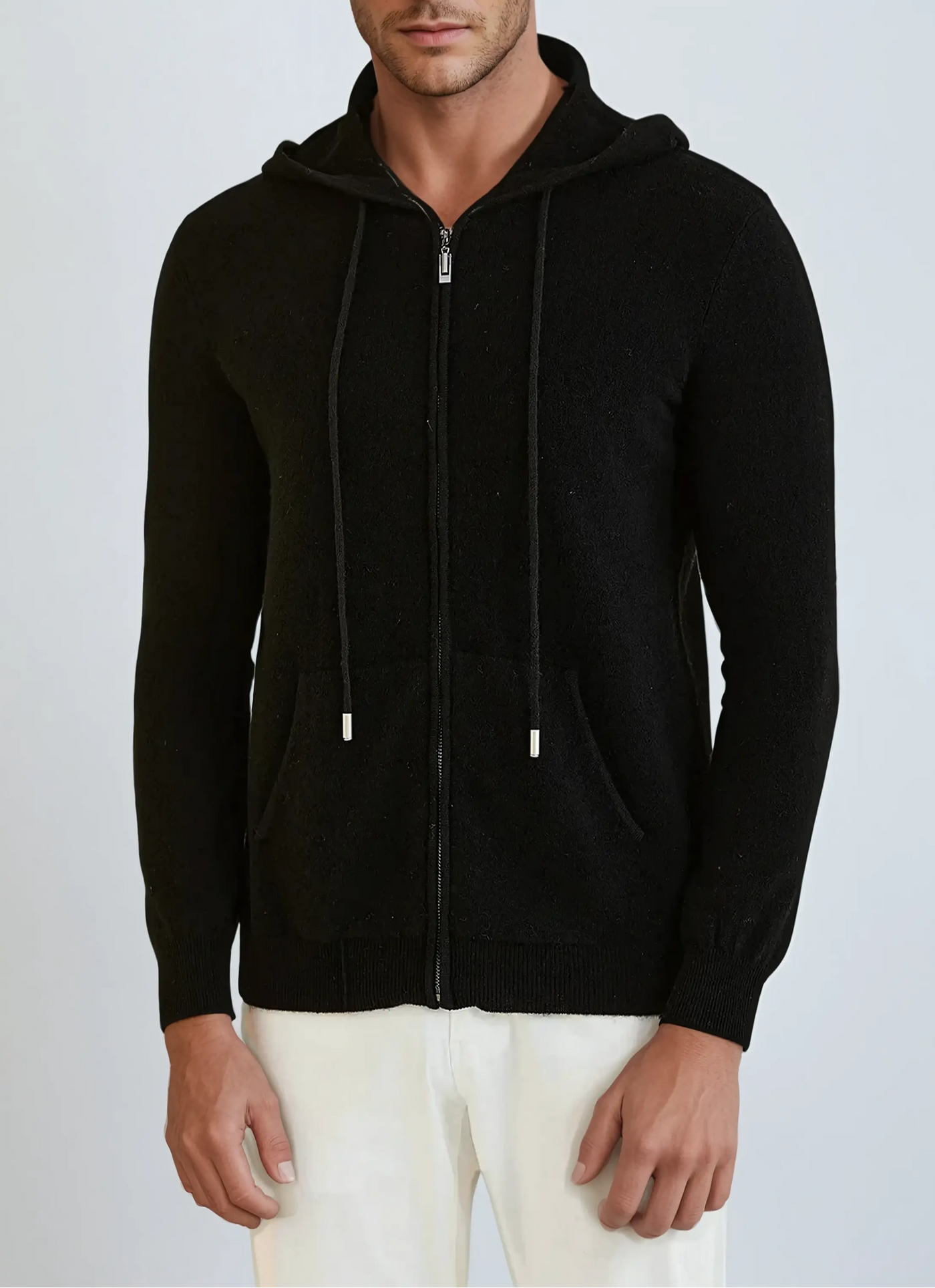 Cashmere Knit Zip Vest - Sort