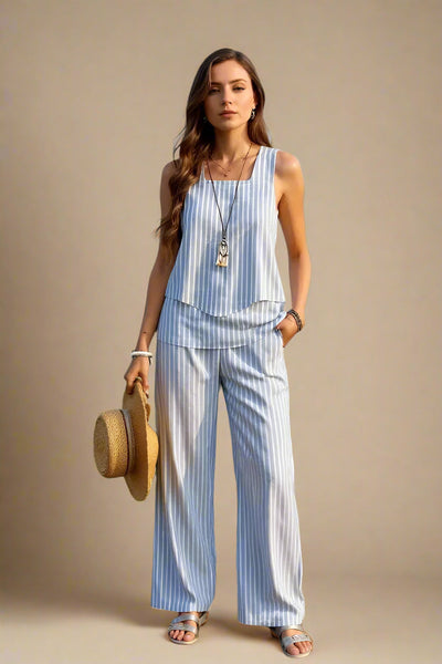 Sæt Sofie | Bukser + Top med Matchende Striber