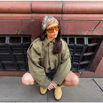 Mette™ | Suede Bomberjakke